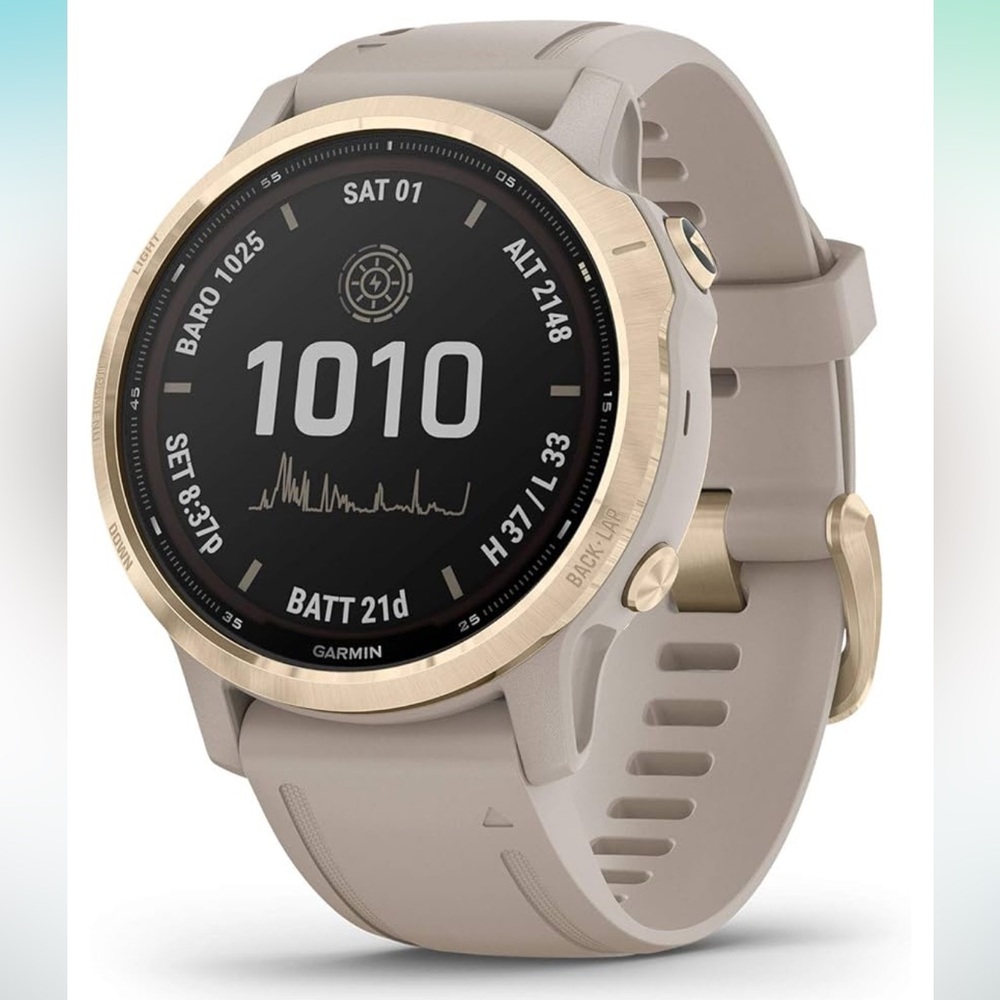 Garmin fenix 6s Pro Solar Light Gold with Tan Band